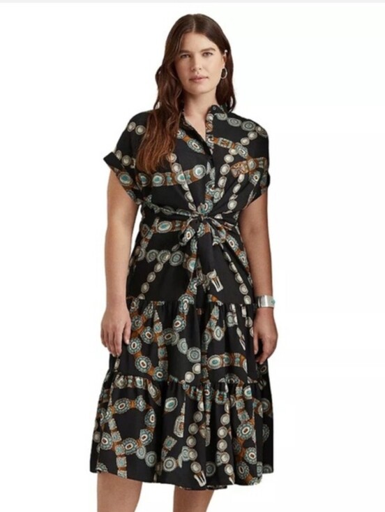 Lauren Ralph Lauren Dresses & Skirts - Ralph Lauren 12 Western Belt Printed Tie-Waist Midi Dress